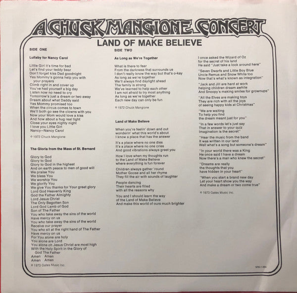 A Chuck Mangione Concert Land Of Make Believe - secondary