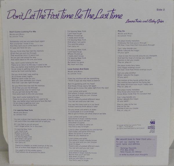 Don't Let The First Time Be The Last Time - secondary