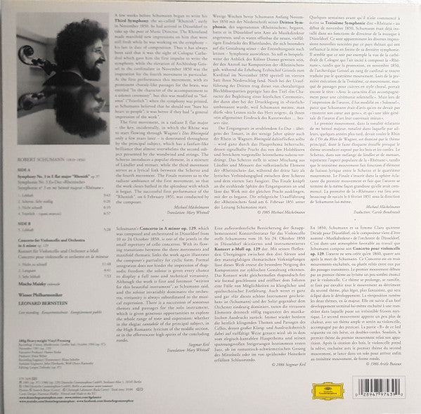 Schumann - Symphonie No. 3 Op. 97, Cello Concerto Op. 129 - secondary
