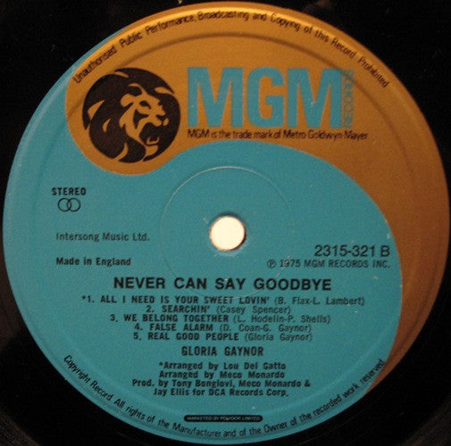 Gloria Gaynor - Never Can Say Goodbye