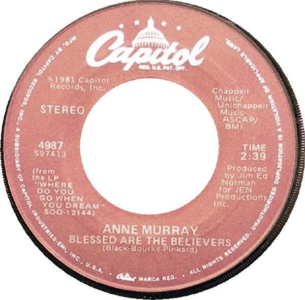7" Single: Anne Murray - Blessed Are The Believers