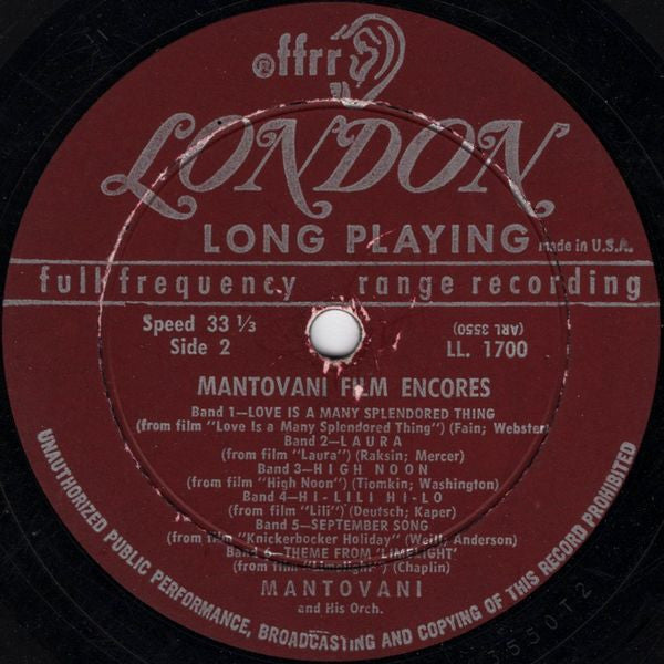 Mantovani And His Orchestra - Mantovani Film Encores Volume 1