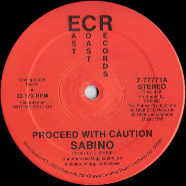 12" Single: Sabino - Proceed With Caution