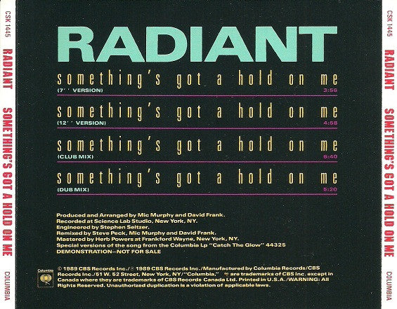 Single: Radiant - Something's Got A Hold On Me