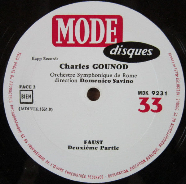 Charles Gounod, Symphony Orchestra Of Rome, Domenico Savino - La Musique De Faust