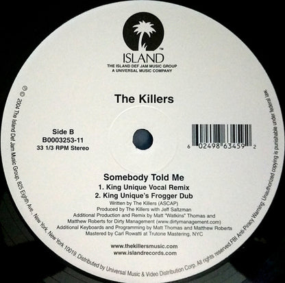 12" Single: The Killers - Somebody Told Me