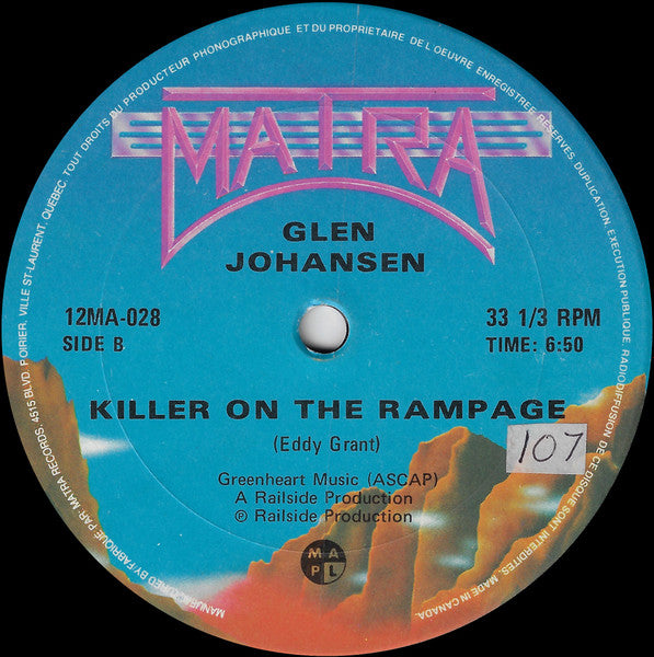 12": Glen Johansen - Killer On The Rampage