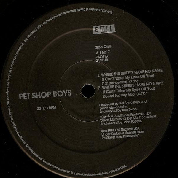 Pet Shop Boys - Where The Streets Have No Name (I Can't Take My Eyes Off You)