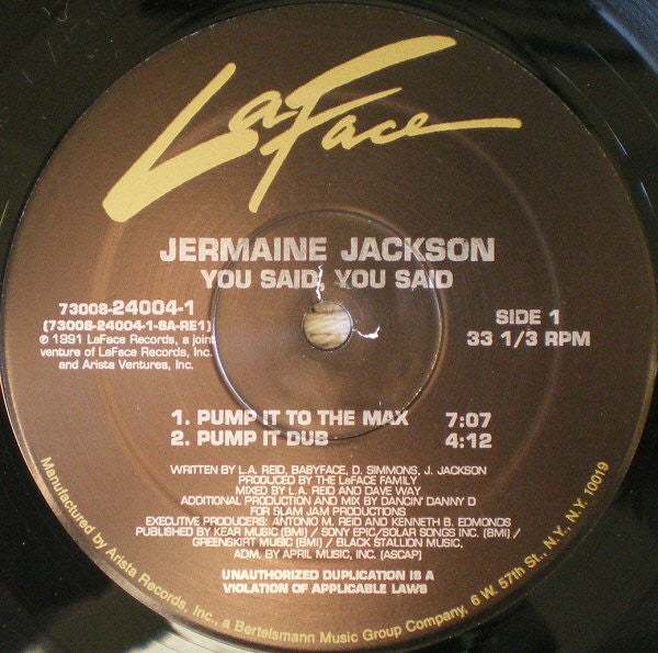 12": Jermaine Jackson - You Said, You Said