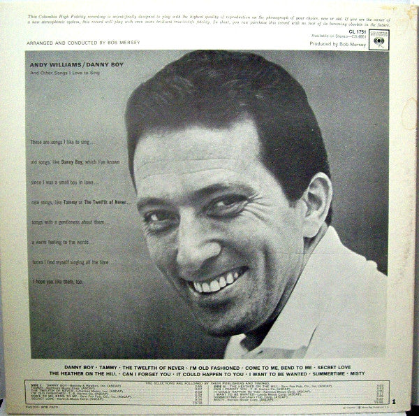 Andy Williams - "Danny Boy" And Other Songs I Love To Sing