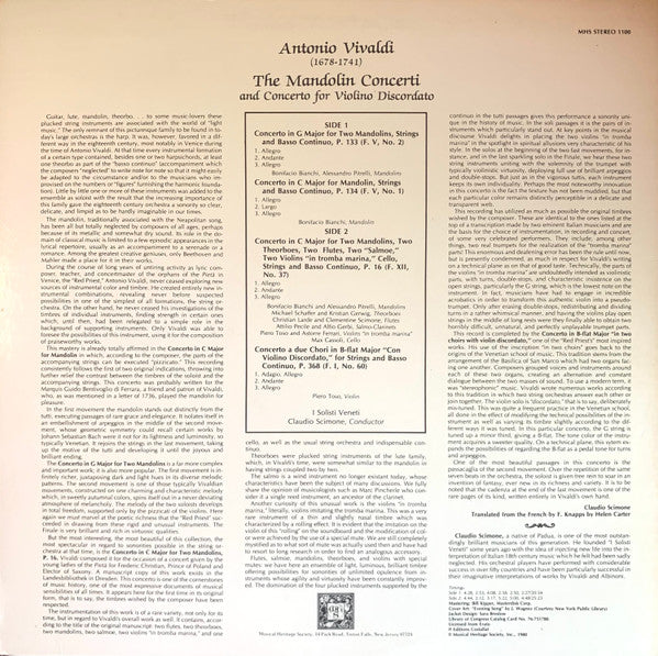 Antonio Vivaldi, Bonifacio Bianchi, Alessandro Pitrelli, Piero Toso, I Solisti Veneti, Claudio Scimone - The Mandolin Concerti And Concerto For Violino Discordato