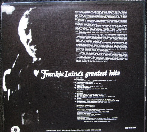 Frankie Laine's Greatest Hits - secondary
