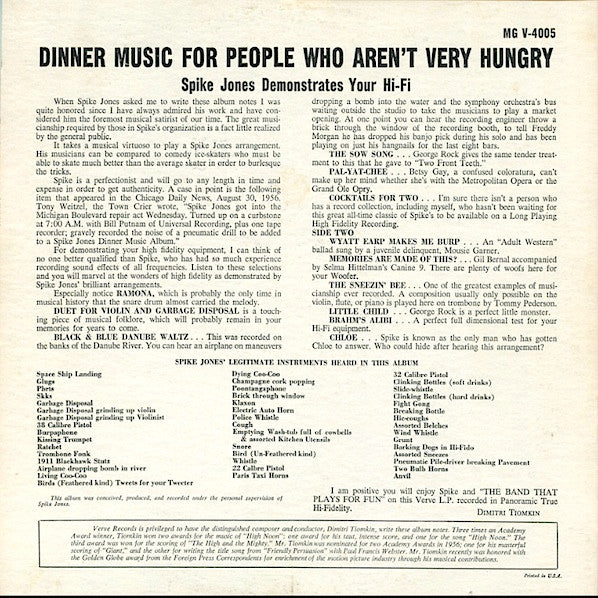 Spike Jones - Dinner Music (For People Who Aren't Very Hungry)