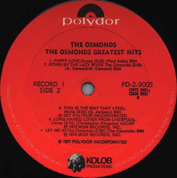 The Osmonds Greatest Hits - secondary