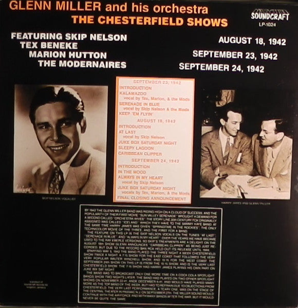 Glenn Miller And His Orchestra - The Chesterfield Shows August 18, 1942 September 23, 1942 September 24, 1942