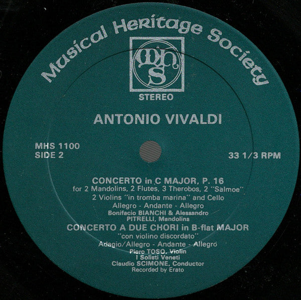 Antonio Vivaldi, Bonifacio Bianchi, Alessandro Pitrelli, Piero Toso, I Solisti Veneti, Claudio Scimone - The Mandolin Concerti And Concerto For Violino Discordato