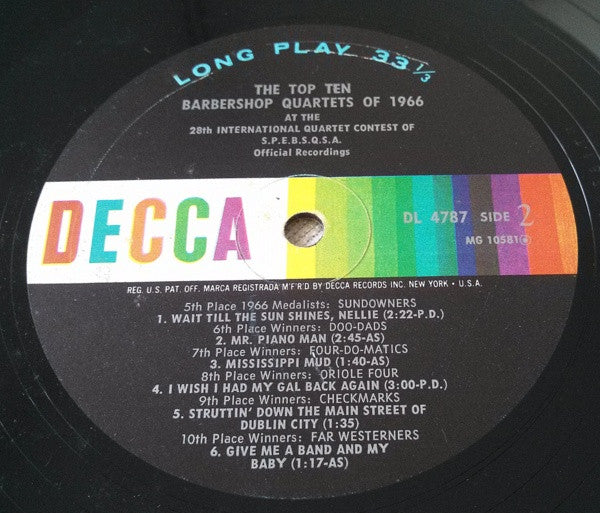 Various - The Top Ten Barbershop Quartets Of 1966