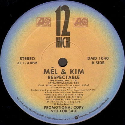 12" Single: Mel & Kim - Respectable
