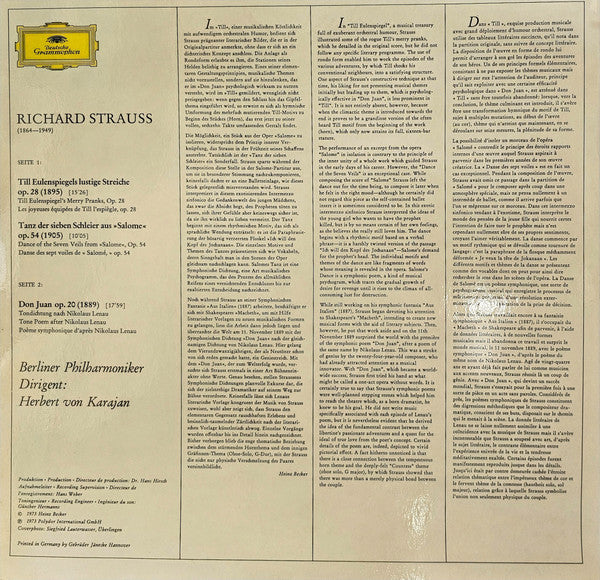 Richard Strauss, Berliner Philharmoniker, Herbert von Karajan - Don Juan · Till Eulenspiegel · Salomes Tanz