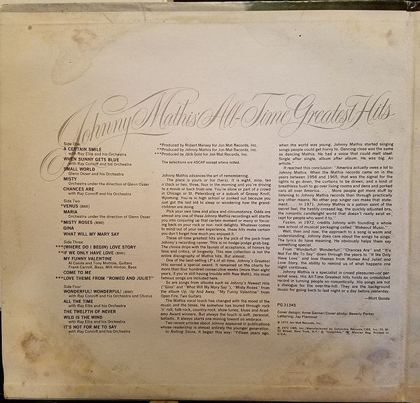 Johnny Mathis - Johnny Mathis' All-Time Greatest Hits