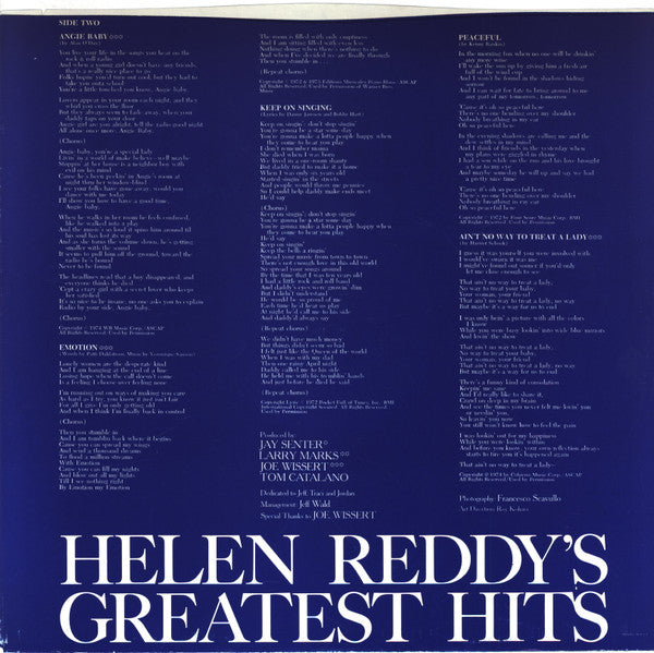 Helen Reddy's Greatest Hits - secondary