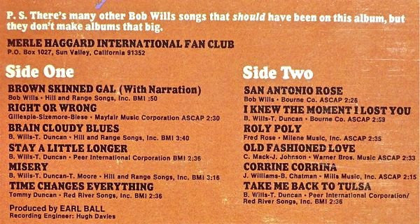 A Tribute To The Best Damn Fiddle Player In The World: Or, My Salute To Bob Wills - secondary