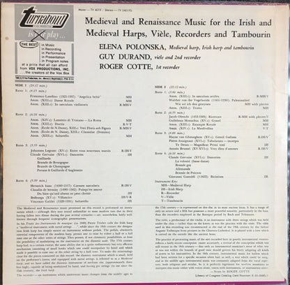 Medieval And Renaissance Music For The Irish And Medieval Harps, Vièle, Recorders And Tambourin - secondary