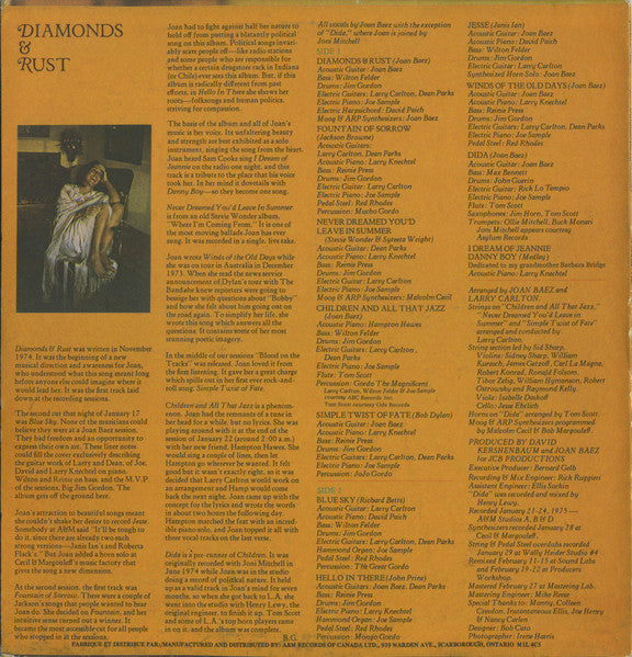 Joan Baez - Diamonds & Rust