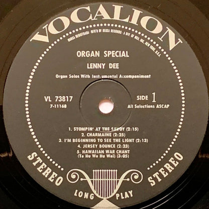 Lenny Dee - Organ Special (Organ Solos With Instrumental Accompaniment)