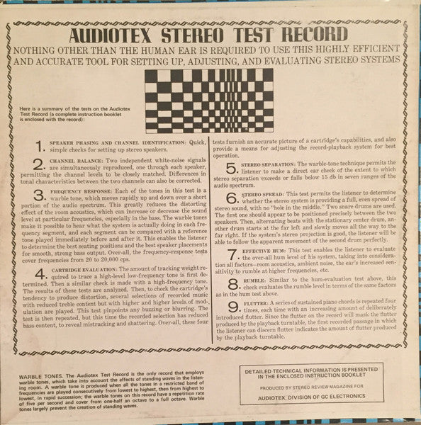 Stereo Test Record - secondary