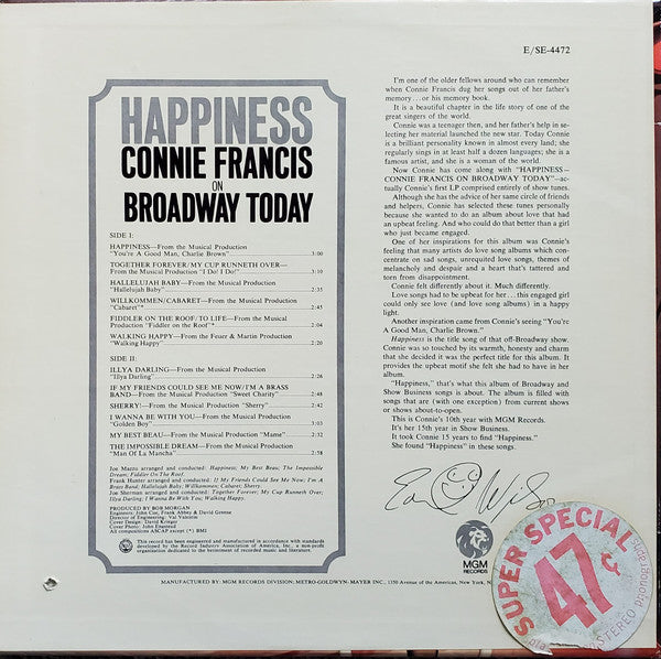 Connie Francis - Happiness - From The Hit Show "You're A Good Man, Charlie Brown"