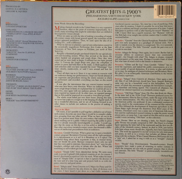 Philharmonia Virtuosi, Richard Kapp - Greatest Hits Of The 1900's