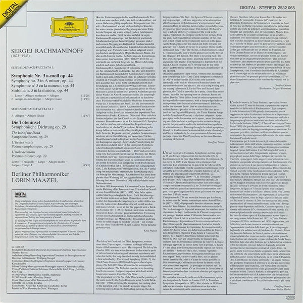 Sergei Vasilyevich Rachmaninoff, Berliner Philharmoniker, Lorin Maazel - Symphonie No.3 • Die Toteninsel • The Isle Of The Dead