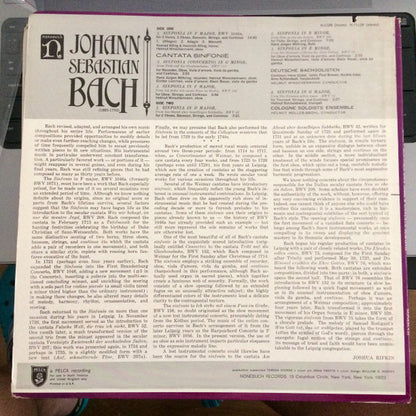 Johann Sebastian Bach, Deutsche Bachsolisten, Helmut Winschermann, Cologne Soloists Ensemble, Helmut Müller-Brühl - Sinfonia, BWV 1046a / Cantata Sinfonie BWV 152, BWV 156, BWV 42, BWV 209, BWV 76, BWV 75