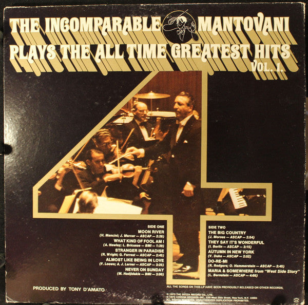 The Incomparable Mantovani Plays The All Time Greatest Hits, Vol. 1 - primary