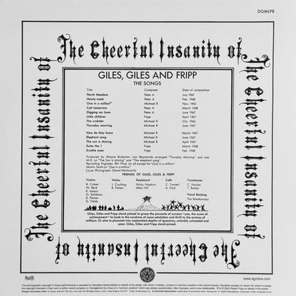 The Cheerful Insanity Of Giles, Giles And Fripp (The Songs) - secondary