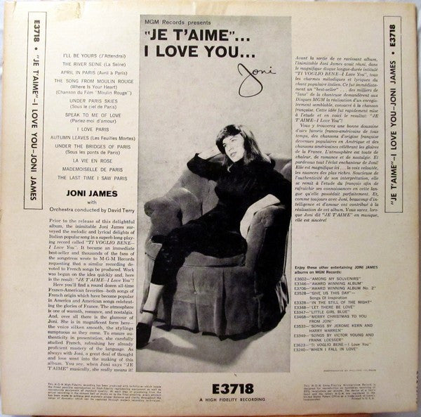 Joni James, David Terry And His Orchestra - Je T'aime... I Love You