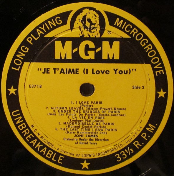 Joni James, David Terry And His Orchestra - Je T'aime... I Love You