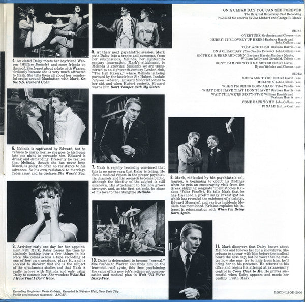 Barbara Harris (2), John Cullum - On A Clear Day You Can See Forever (Original Broadway Cast Recording)