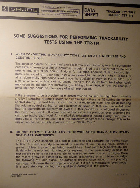 Various - Audio Obstacle Course - Era III (The Shure Trackability Test Record)