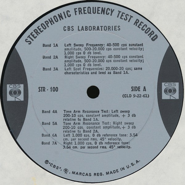 CBS Laboratories - Stereophonic Frequency Test Record (Issue 1)