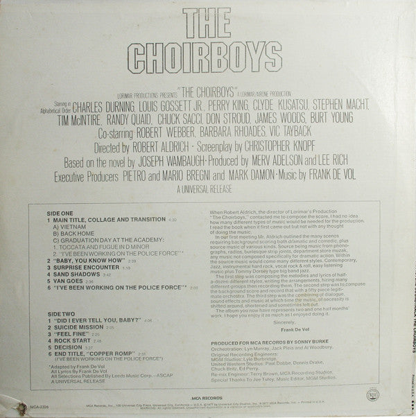 Frank De Vol - The Choirboys - Music From The Original Motion Picture Soundtrack