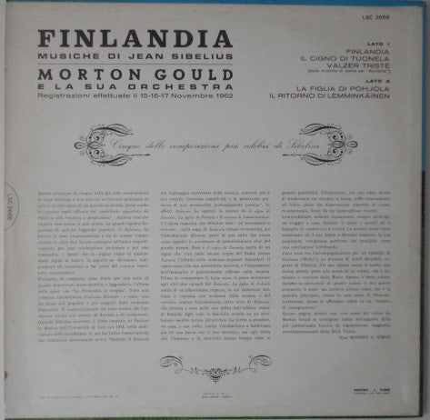 Jean Sibelius, Morton Gould And His Orchestra - Finlandia - Musiche Di Sibelius