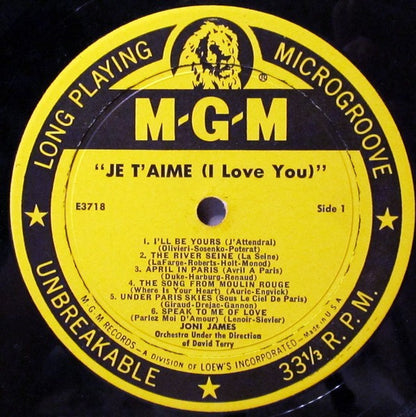 Joni James, David Terry And His Orchestra - Je T'aime... I Love You