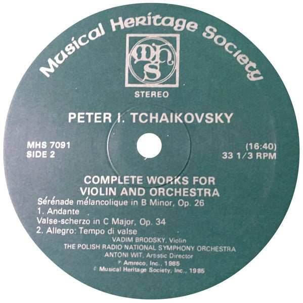 Pyotr Ilyich Tchaikovsky, Vadim Brodski, Wielka Orkiestra Symfoniczna Polskiego Radia I Telewizji, Antoni Wit - Complete Works for Violin and Orchestra