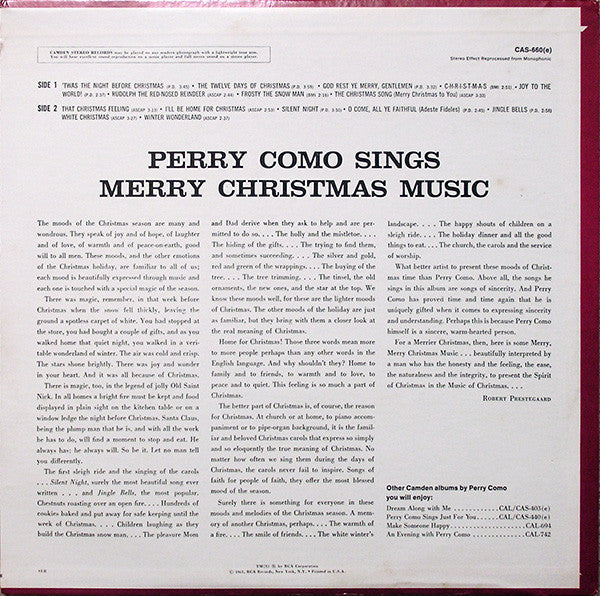 Perry Como - Perry Como Sings Merry Christmas Music