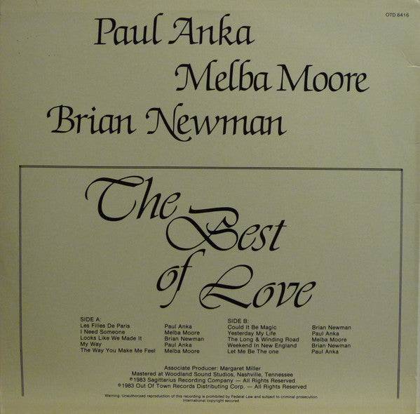 Paul Anka, Melba Moore, Brian Newman - The Best Of Love