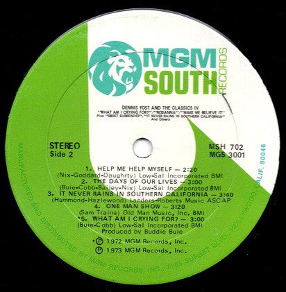 Dennis Yost, The Classics IV - What Am I Crying For?
