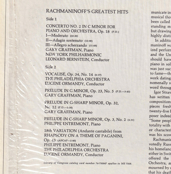 Rachmaninoff's Greatest Hits - secondary