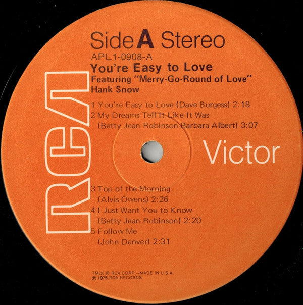 Hank Snow - You're Easy To Love
